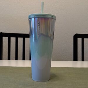 Starbucks Iridescent White Tumbler with Straw